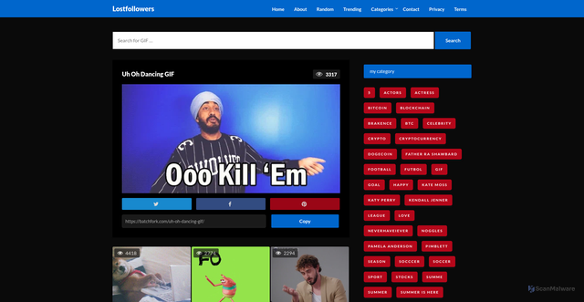 Security scan screenshot of https://batchfork.com/uh-oh-dancing-gif/