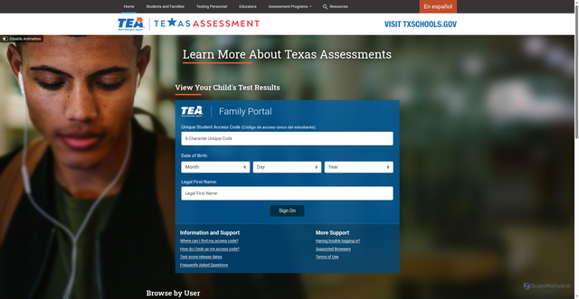 Security scan screenshot of https://www.texasassessment.gov/