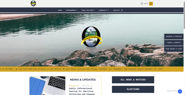 Security scan screenshot of https://townofonalaska.org/