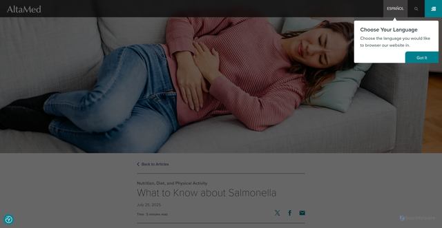 Security scan screenshot of https://www.altamed.org/article/what-know-about-salmonella