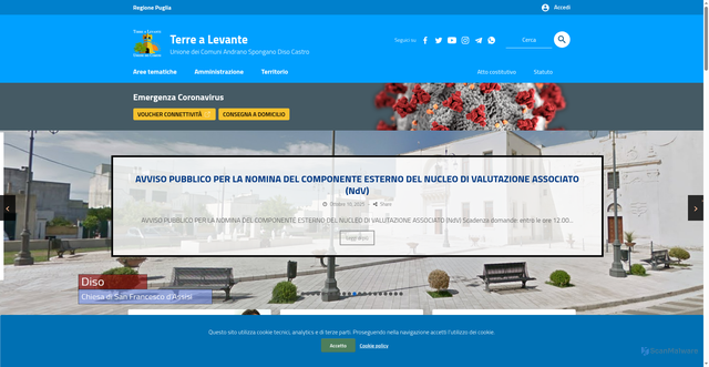 Security scan screenshot of https://www.unionecomuniandranodisospongano.it/portale/