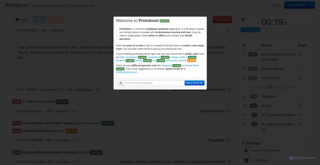 Security scan screenshot of https://protobowl.com