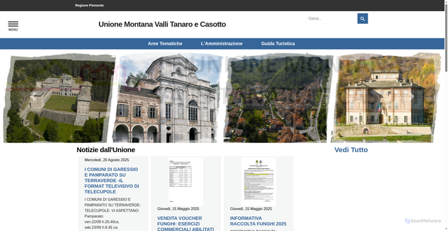 Security scan screenshot of https://www.unionemontanavallitanaroecasotto.it/