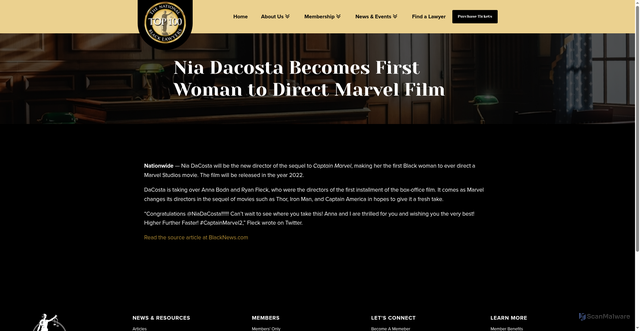 Security scan screenshot of https://nbltop100.org/nia-dacosta-becomes-first-woman-to-direct-marvel-film/