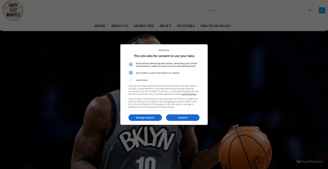 Security scan screenshot of https://fortyeightminutes.com/nba-free-agency-by-position/