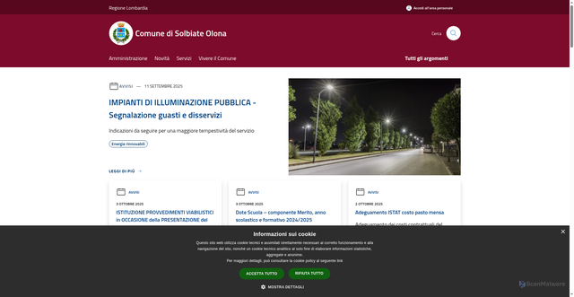 Security scan screenshot of https://www.comune.solbiateolona.va.it/it
