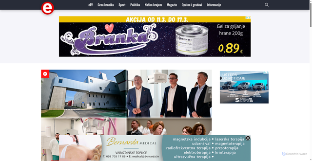 Security scan screenshot of https://evarazdin.hr