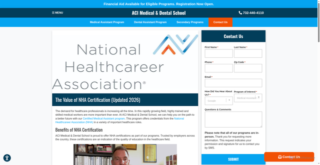 Security scan screenshot of https://aci.edu/blog/the-value-of-nha-certification/