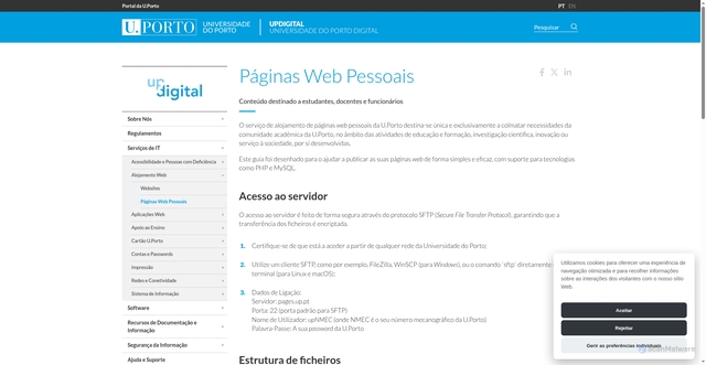 Security scan screenshot of https://paginas.fe.up.pt