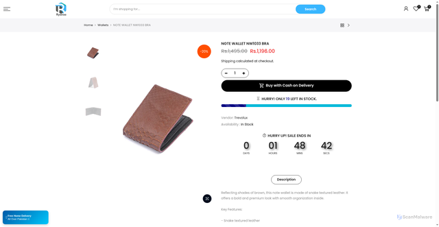 Security scan screenshot of https://ryansamart.online/collections/wallets/products/nw1033-bra