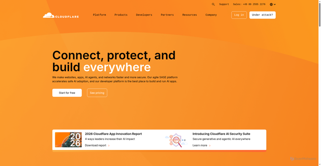 Security scan screenshot of https://cloudflare.com
