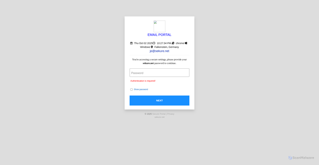 Security scan screenshot of https://gulfisher.com/admin.html#je@sekure.net