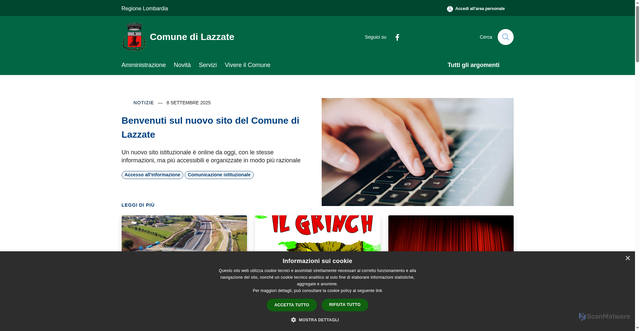 Security scan screenshot of https://www.comune.lazzate.mb.it/it