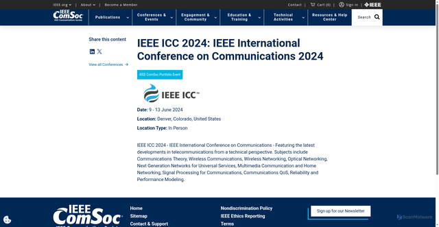 Security scan screenshot of https://www.comsoc.org/conferences-events/ieee-international-conference-communications-2024