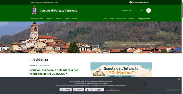 Security scan screenshot of https://www.comune.palazzocanavese.to.it/it-it/home
