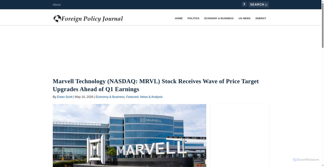 Security scan screenshot of https://www.foreignpolicyjournal.com/2026/05/16/marvell-technology-nasdaq-mrvl-stock-receives-wave-of-price-target-upgrades-ahead-of-q1-earnings/