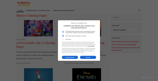 Security scan screenshot of https://www.scribblefun.com
