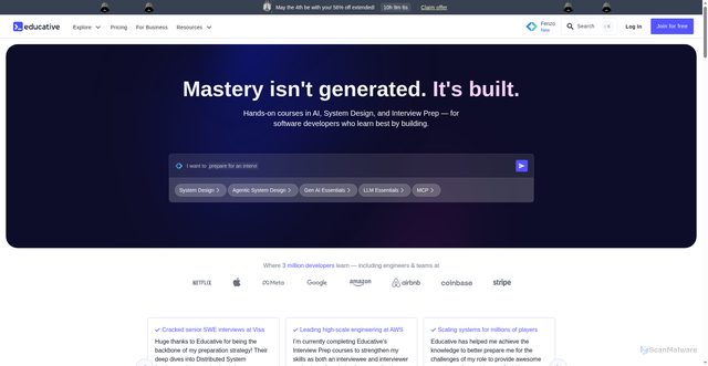 Security scan screenshot of https://www.educative.io
