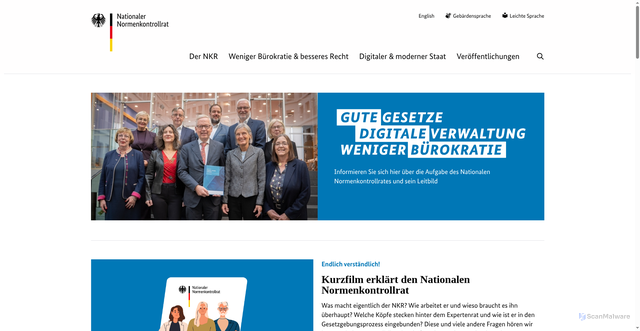 Security scan screenshot of http://www.normenkontrollrat.bund.de