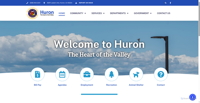 Security scan screenshot of https://huronca.gov/
