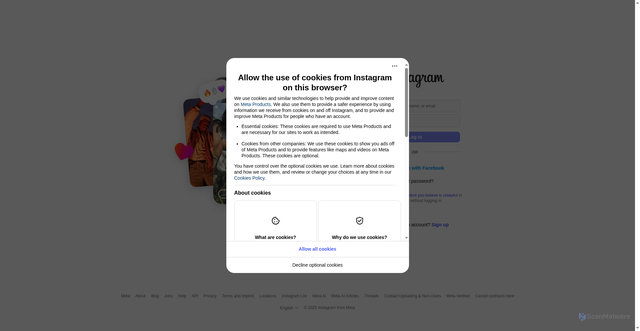 Security scan screenshot of https://www.instagram.com/?utm_source=nfoto.no&utm_campaign=1288643c40-Nyhetsbrev_COPY_30&utm_medium=email&utm_term=0_-93632cca0c-4832893&mc_cid=1288643c40&mc_eid=UNIQID