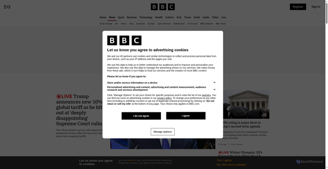 Security scan screenshot of https://www.bbc.com/news