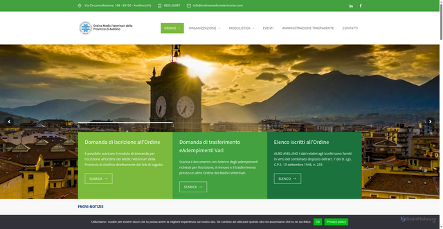 Security scan screenshot of https://www.ordinemediciveterinariav.com/