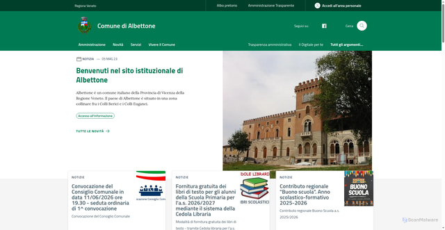 Security scan screenshot of https://www.comune.albettone.vi.it