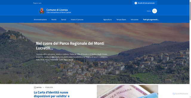 Security scan screenshot of https://comune.licenza.rm.it/