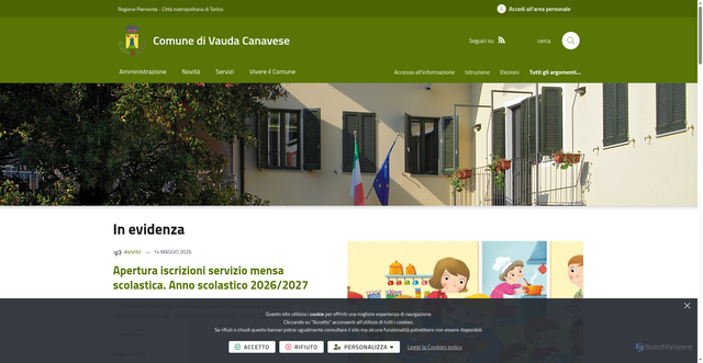 Security scan screenshot of https://www.comune.vaudacanavese.to.it
