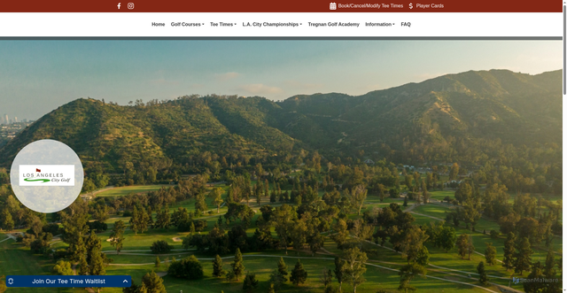 Security scan screenshot of https://golf.lacity.gov/