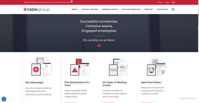 Security scan screenshot of https://www.tablegroup.com
