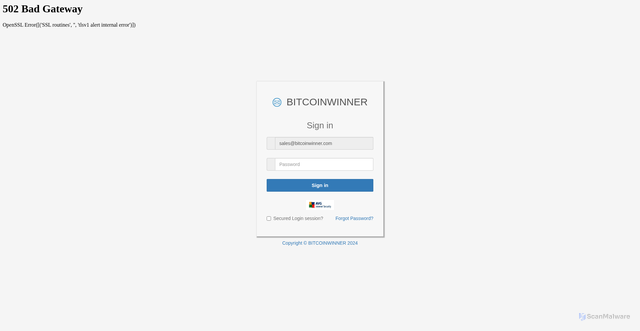 Security scan screenshot of https://yogisandyoginis.com/zeeqwzp.htm#sales@bitcoinwinner.com