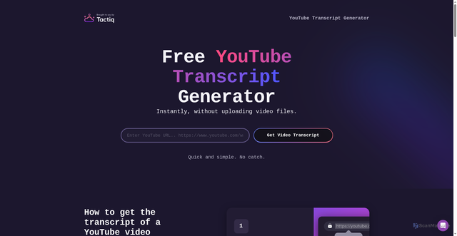Security scan screenshot of https://tactiq.io/tools/youtube-transcript
