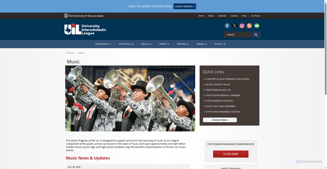Security scan screenshot of https://www.uiltexas.org/music