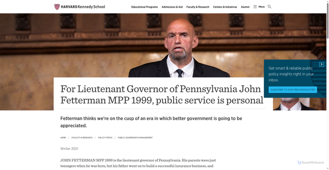 Security scan screenshot of https://www.hks.harvard.edu/faculty-research/policy-topics/public-leadership-management/lieutenant-governor-pennsylvania