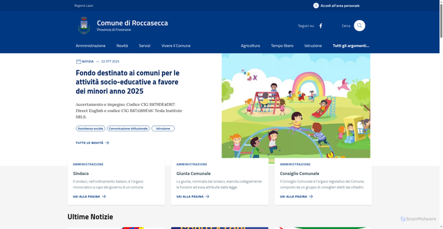 Security scan screenshot of https://comune.roccasecca.fr.it/