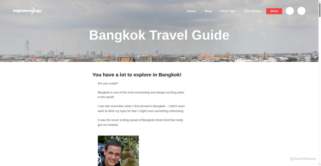 Security scan screenshot of https://migrationology.com/bangkok-thailand-travel-guide/