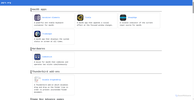 Security scan screenshot of https://pqrs.org