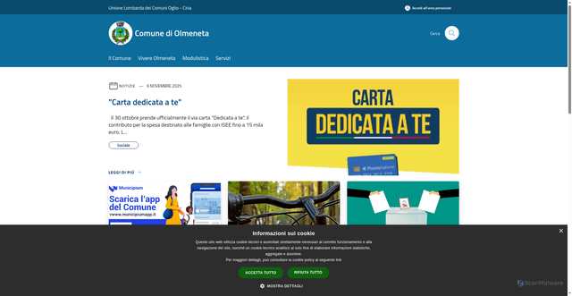 Security scan screenshot of https://www.comune.olmeneta.cr.it/it