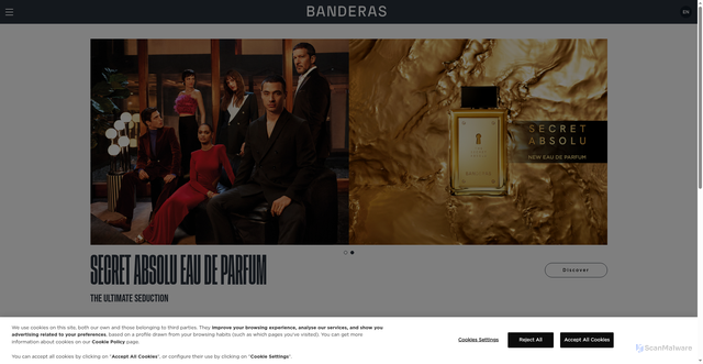 Security scan screenshot of https://www.banderasperfumes.com/int/en/