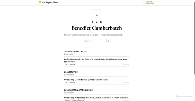 Security scan screenshot of https://envelope.latimes.com/awards/people/benedict-cumberbatch/
