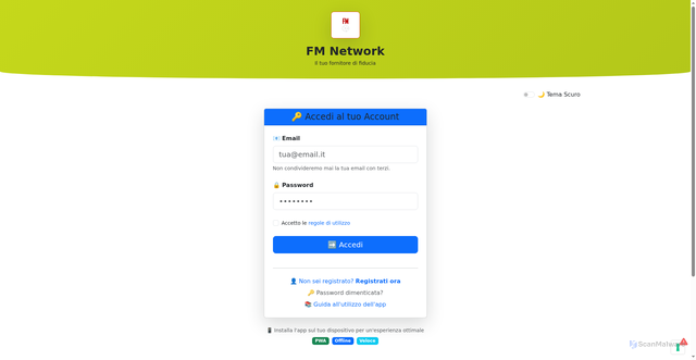 Security scan screenshot of https://fm-a064f.web.app/