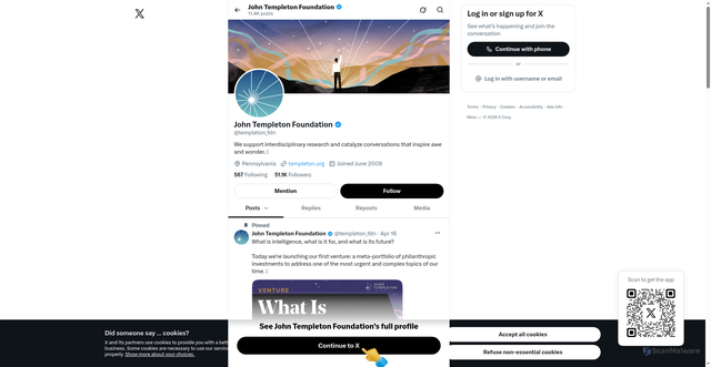 Security scan screenshot of https://x.com/templeton_fdn?utm_source=Receive+News+from+the+John+Templeton+Foundation&utm_campaign=342c54aae1-EMAIL_CAMPAIGN_2026_templetonideas_20260902&utm_medium=email&utm_term=0_-42837b4b08-97355777