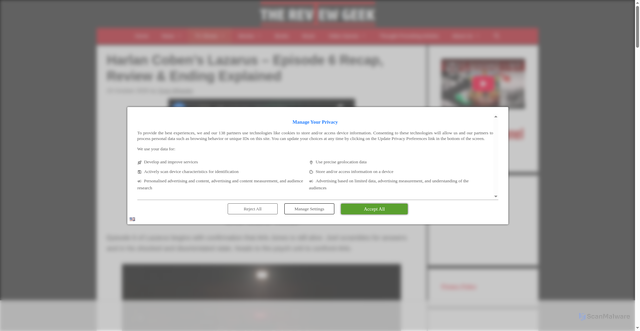 Security scan screenshot of https://www.thereviewgeek.com/harlancobens-lazarus-s1endingexplained/