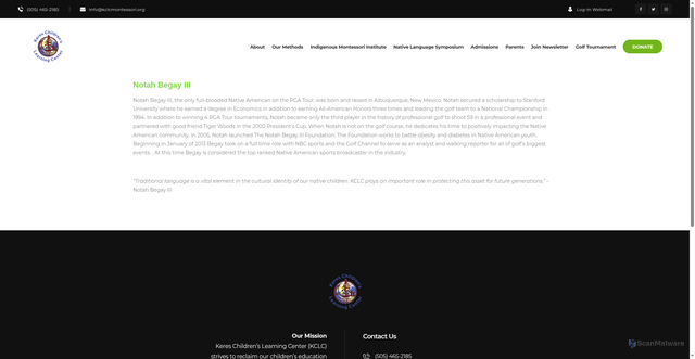 Security scan screenshot of https://kclcmontessori.org/notah-begay-iii/
