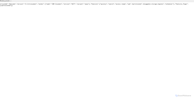 Security scan screenshot of https://dffbfa52-ebb9-4d7a-8a79-61a91f5bb2b2-bluemix.cloudantnosqldb.appdomain.cloud