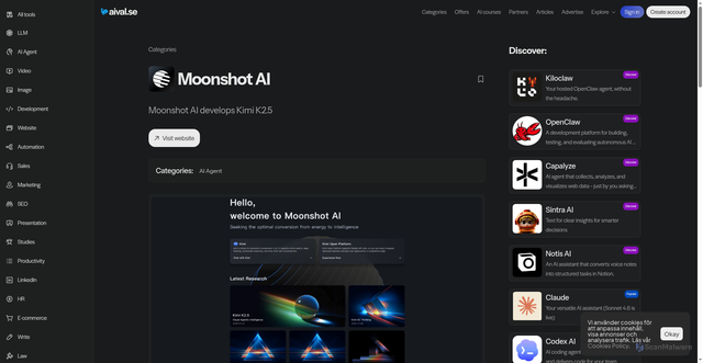 Security scan screenshot of https://aival.se/en/verktyg/moonshot-ai/