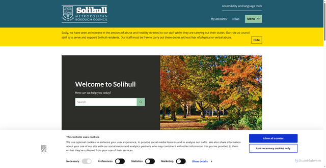 Security scan screenshot of https://www.solihull.gov.uk/