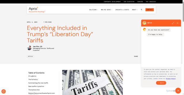 Security scan screenshot of https://www.aprio.com/insights-events/everything-included-in-trumps-liberation-day-tariffs-ins-article-intl/